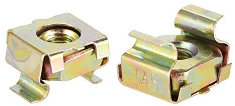 M5 Cage Nuts for Server Cabinet, Carbon Steel, Yellow Zinc, Pack of 10