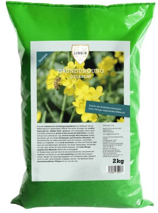 Linsor Gelbsenf Gründünger, Bodenverbesserer, schnellgrüner Erosionsschutz, Zwischenfrucht, 2kg für 400m²
