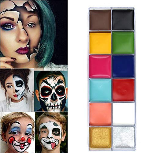 12 Couleurs Palette De Maquillage De Fête, Professionnelle Face Painting Tatouage Visage Corps Peinture Palette Pour Halloween Parade Fête, Pâques, Fête à Thème Déguisements Pour Enfant, Adulte