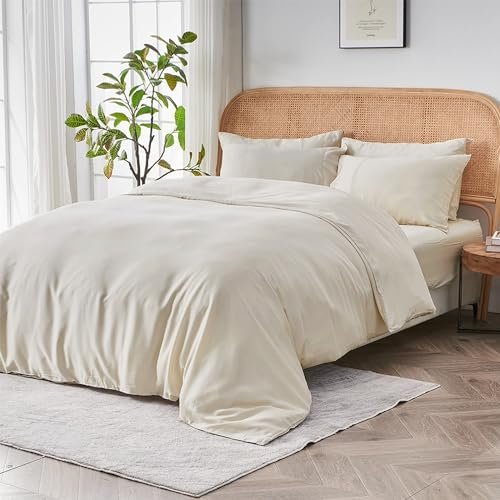 Sijo Premium 100% Österreichischer Eukalyptus Lyocell Tencel Bettbezug kühlend seidig weich glatt ideal für Heißschläfer Ultra hygienisch nachhaltig statisch frei (Fog, King/Cal King)