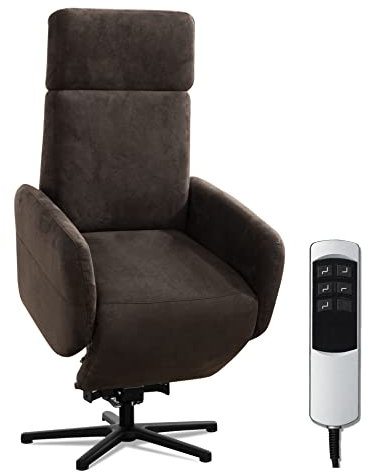 Cavadore TV-Sessel Cobra mit 2 Motoren + Aufstehhilfe / Fernsehsessel mit Liegefunktion, Relaxfunktion + Fernbedienung / Sternfuß, belastbar bis 130 kg / 71 x 110 x 82 / Lederoptik, Dunkelbraun
