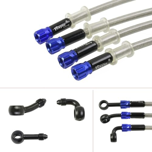 Motorcycle Brake Hose Braided,400-2400mm AN3 Hydraulic Clutch Tube Oil DOT Fluid Pipe Line Stainless Steel for ATV Dirt Pit Street Racing Bike,Removing Fittings Banjo (SliverBlue, 1000mm)