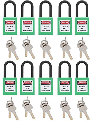 Sonew 10Pcs Verrou de Consignation, Cadenas de Consignation Exterieur Etanche Étiquettes de verrouillage pour usines, chantiers de construction, d'hôpitaux, produits chimiques