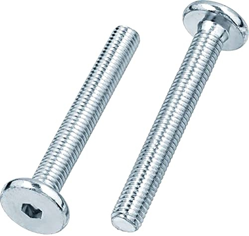 Tornillo de cabeza plana hexagonal con rosca métrica, tornillos de muebles totalmente roscados para muebles, cunas, camas, cuna y sillas (paquete de 12) (M6 x 45 mm, plateado)