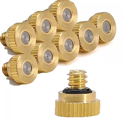 AOTAKE 10 Piezas Boquilla de Nebulización De Latón Boquilla Atomizadora de Baja Presión Boquilla de Enfriamiento y Humidificación de Orificio De 0.1~1.0mm, UNC 10/24 (Size : 0.1MM)