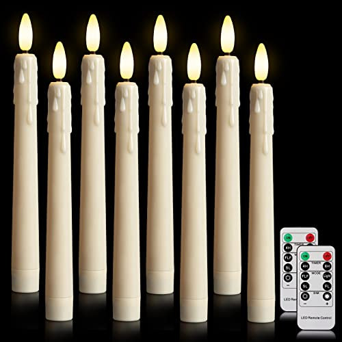 ZIYOUDOLI Led Stabkerzen Mit Fernbedienung Flackernd Batteriebetriebene Led kerzen Luminicious Warmer 3D-Dochtlicht 8 Stück für Esszimmer Schlafzimmer Wohnzimmer Kamin romantisches Date