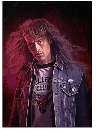 Displate Offiziell Stranger Things Museum MetallPoster Magnetische Befestigung Inklusive Lizenziert Bilder Hochwertiges Poster ST4 Characters - S4 Eddie 45 cm x 32 cm