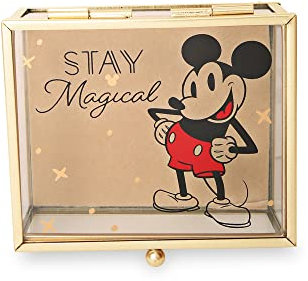 Disney Mickey Mouse Schmuckschatulle – Stay Magical Glas Mickey Mouse Schmuckkoffer Schmuck-Organizer Box