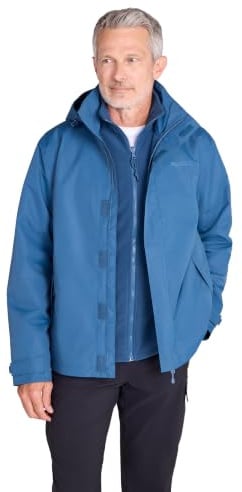 Mountain Warehouse Fell Wasserabweisende 3 in 1 Herrenjacke | Verstellbare Winterjacke mit verstaubarer Kapuze, abnehmbarem Fleecefutter & vielen Taschen – ideal für Wandern & Winter