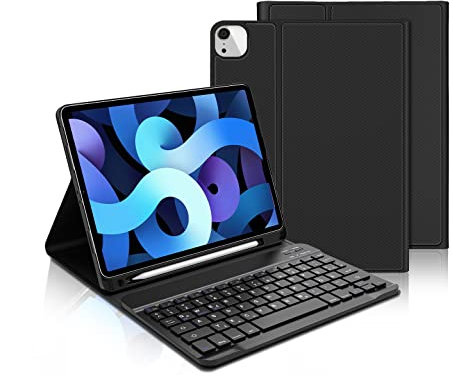 IVEOPPE Tastatur iPad Air 5. Generation, iPad Air 5 Hülle mit Tastatur 10.9 2022, Magnetisch Abnehmbarer QWERTZ Bluetooth Tastatur für iPad Pro 11, iPad Air 5/4, schwarz