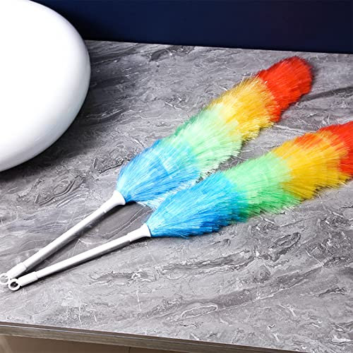 Syfunlv 2 PCS Feather Duster,Rainbow Static Duster,Flexible Microfiber Dust Cleaning,Electrostatic Dust Remover for Home,Ideal for cleaning cobwebs,shelves and hard to reach places.