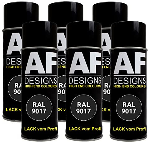 Alex Flittner Designs Lackspray RAL 9017 VERKEHRSSCHWARZ matt 6x 400ml Spraydose Buntlack Autolack