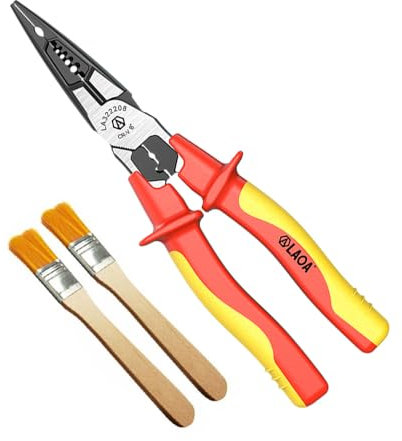 LAOA Insulated Needle Nose Pliers Wire Stripper Electrician's Pliers for Wire Stripping,Cutting Wire, Cutting,Clamping,Multifunctional Hand Tools with LAOA Nail Clipper with 2pcs Brushes (LA322208)