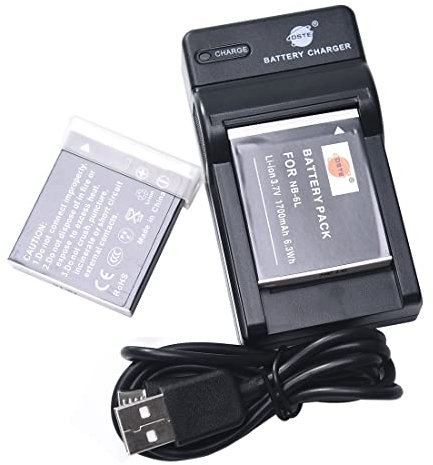 DSTE NB-6LH Batterie Li-ION (2 pièces) et Chargeur Micro USB Compatible avec Canon NB-6L, PowerShot X500, SD3500, SD4000, is SX275, SX610, SX710, HS D10, D20, ELPH 500 HS