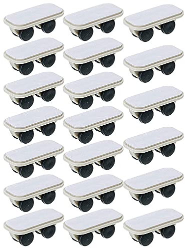 Uinfhyknd Pack of 20 Self-Adhesive Rolling Carts Wheels Boxes Rolling Trolley Small Rolling Cart Paste Plastic Wheel Sticky Rolling Trolley