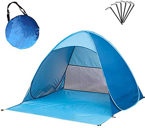 ibforcty Beach Tent Automatic Pop Up Sun Shelter UV Protection Instant Outdoor Kids Playing Camping Tent (Blue)
