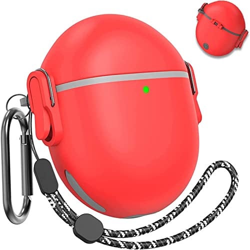 Miimall Case Compatible with Google Pixel Buds Pro 2022, [Secure Metal Lock Switch] [Carabiner] [Lanyard] Shockproof Anti-scratch Protective Cover Case for Google Pixel Buds Pro 2022 - Red