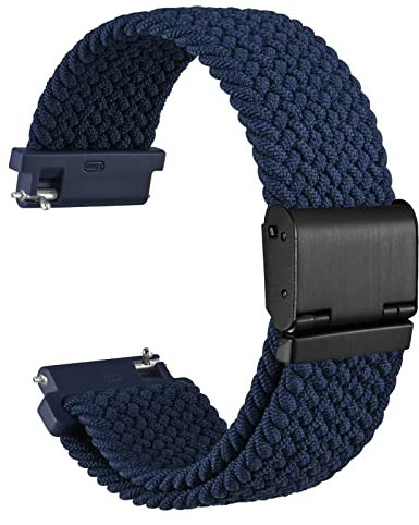 WOCCI 20mm Bracelet Montre en Nylon Tressé pour Homme et Femme, Réglable Boucle Noire (Bleu)