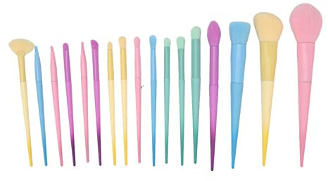 17 Pièces Pinceaux De Maquillage Couleurs Doux épais Tube En Aluminium Kit De Pinceaux Cosmétiques Maquillage Arc-en-ciel Brosses Ensemble De Nettoyage Pour les Rencontres En Plein Air