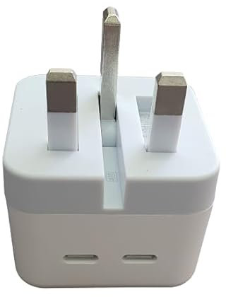 50W Super Fast Type C Dual Charger Plug for Android, iPhone 2-Port with Cable Foldable Adapter White
