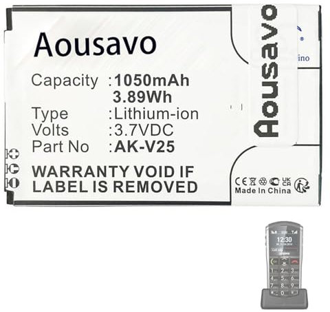 Aousavo AK-V25 ersatz akku AK-V25 Kompatibel mit emporiaPURE/emporiaEUPHORIA/Emporia Pure/Euphoria/Emporia Pure Seniorenhandy akku