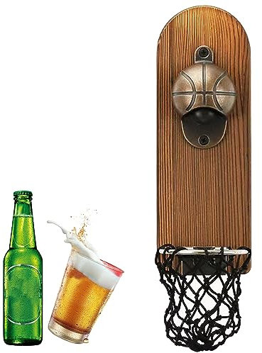 Flaschenöffner mit Magnet Bierflaschenöffner Flaschenöffner:YIDM Wandmontierter Bieröffner, Basketball Vintage Holz Bieröffner, Flaschenöffner mit Magnet, Magnetischer Flaschenöffner für Bierliebhaber