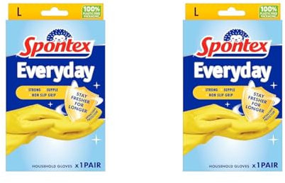 Spontex Everyday Rubber Gloves, size Large, One Pair of Gloves (Pack of 2)