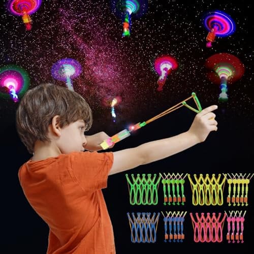 20 Stück LED Leuchtspielzeug Partyartikel, Leuchtspielzeug Schleuder, Fliegendes Spielzeug Party Set, Led licht nacht Hubschrauber, Led Springendes Spielzeug für Kinder, Mitgebsel Kindergeburtstag