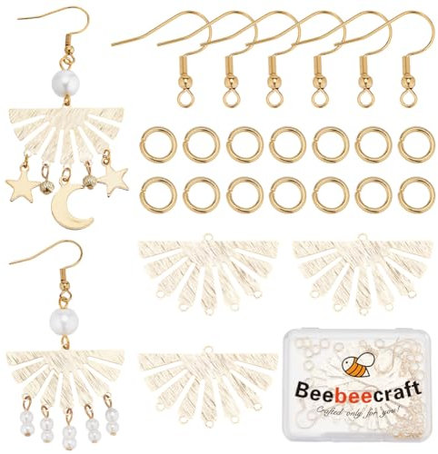 Beebeecraft 1 Box 80 Stück Leverback Ohrring 24 Karat Vergoldet 10Pcs Französisches Ohrring Set Komponenten Mit 10 Teiligen Kronleuchtergliedern 60 Offene Biegeringe