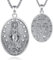 INFUSEU Heilige Maria Kette, 925 Sterling Silber Jungfrau Maria Schutzpatronin Wundertätige Medaille Katholischer Anhänger Christlicher Schmuck Göttliche Schutz Schmuck Amulett Geschenke
