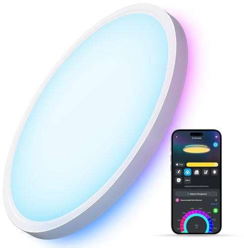 Govee Smart Ceiling Light, RGBIC 2400LM 2700K-6500K 12 Inch 1 Pack White
