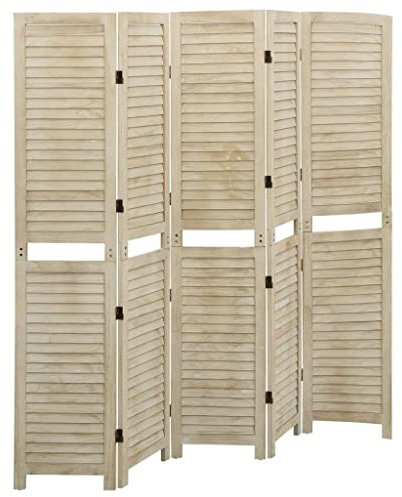 Büro-Trennwand Arbeitszimmer-Trennwand Sichtschutzwand 5-TLG. Raumteiler 175x165 cm Massivholz Paulownia Geeignet für Esszimmer, Büro, Wohnzimmer, Arbeitszimmer