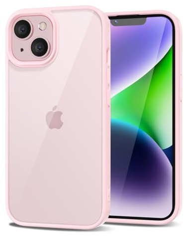 LoeoeL for iPhone 14 Case Clear, Transparent Hybrid 14 Phone Case [Hard Plastic & Soft Silicone Bumper] Acrylic Non Yellowing Thin Slim Protective Cover for Women, Light Pink