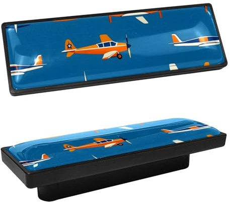 CWAGFEQZ 4-Pc,Rechteckige Kommoden Schubladenknöpfe,Küchengriffe für Schränke,Kommodengriffe und Knöpfe,Altes Flugzeug im Retro Stil