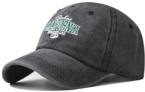 FVKTHNVS Dad Cap Unisex Herren Baseball Cap 5-Panel Design Baumwolle Cap California 1977 Stickerei (Baumwolle, Schwarz), Schwarz , L