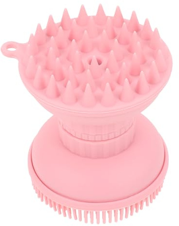Silikon Haarreinigungsbürste mit 1 Stück, Rosa, Doppelseitiger Bürstenkopf | Kopfhautmassage für Gesicht und Massage, Kleines Lochdesign, ein Stück Design