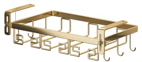 3 Reihen 30cm Weinglasregal hängend unter dem Schrank, Kein Bohren, verstellbarer goldener Gläserhalter für Küche, Bar, Weinglas-Trockenlager-Organizer