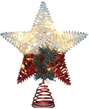 LearnLyrics Weihnachtsbaumspitze, Weihnachtsbaumspitze, Stern – glänzende Weihnachtsbaumspitze, Ornamente für Weihnachtsbaumspitze, leuchtende Dekorationen für Baumschmuck