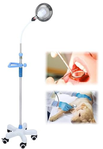 Chirurgische Untersuchungslampe, 360° Drehbare Bodenständerlampe, Mobile Medizinische Untersuchungslampe Aus Edelstahl, 105-178 cm Höhenverstellbar, für Zahnkliniken und HNO(White)