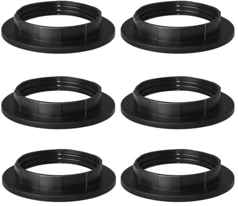 FIMWOLZ 6 Pcs E27 Schraubring Kunststoff Ø 56 x 11mm für Lampenschirmbefestigung an Tisch Wand und Stehleuchten Schwarz