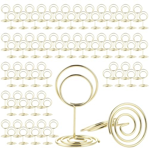 YAYODS 60 Stück Tischkartenhalter Metall Table Number Holder - 30x50x28MM Runden Tischnummern Hochzeit Sitzetiketten Fotohalter - Gold Kartenständer Menükartenhalter für Hochzeiten, Jubiläen, Partys