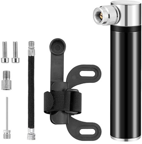 Piccola pompa ad aria per bicicletta, portatile, 120 PSI, ad alta pressione, leggera, in alluminio, con supporto per telaio per bici da corsa, mountain bike, calcio, pallavolo, pallavolo