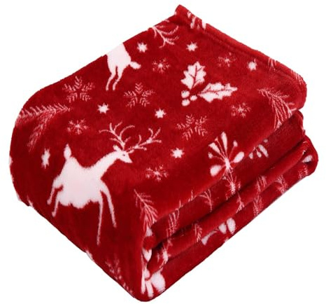 TianWlio Couverture Personnalisée de Noël - Motifs Imprimés, Plaid Décoratif Doux et Confortable pour Canapé, Patchwork Classique, Jeté pour Lit (A, A)