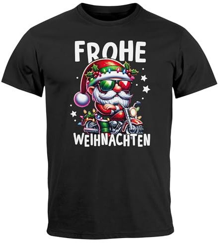 MoonWorks® Herren T-Shirt Frohe Weihnachten Aufdruck Weihnachtsmann Santa Weihnachtsshirt Männer