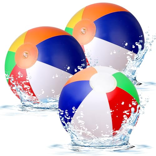 13 Inch Beach Balls [3 Pack] - Inflatable Beach Ball for Swimming Pool, Water Toys Beach Toys for Pool Games, Pool Toy, Summer Beach