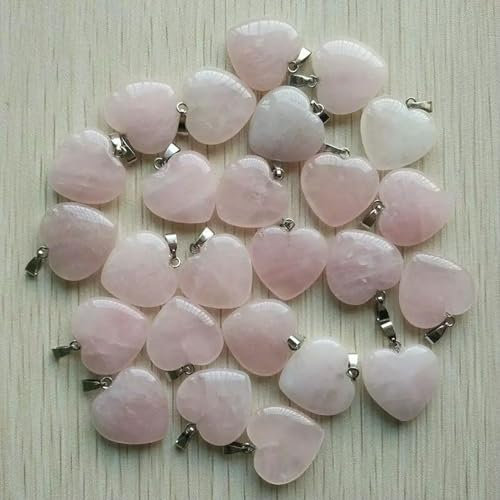Wholesale 50pcs Natural Rose Quartz Stone Heart Pendant Bead Jewelry Making 20mm