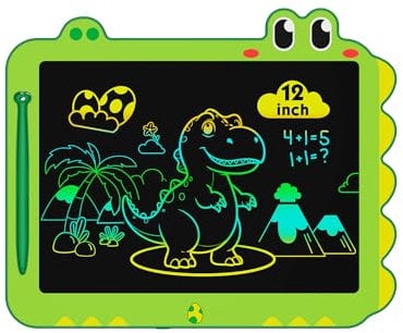 ORSEN LCD Schreibtafel Spielzeug ab 3 4 5 6 7 8 Jahre alt Junge Mädchen, 12-Zoll Bildschirm Zeichenbrett Maltafel, Dinosaurier(Grün)