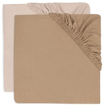 Jollein Lot de 2 draps-Housses en Jersey - pour Berceau - Rose Sauvage - Biscuit - 40/50 x 80/90 cm - 100% Coton - Certifié Oeko-TEX