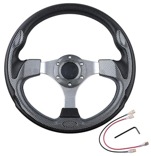 Lenkrad Auto,Sportlenkrad Universal-Lenkrad 320 mm Rennwagen PVC-Aluminiumrahmen(Follow Black)