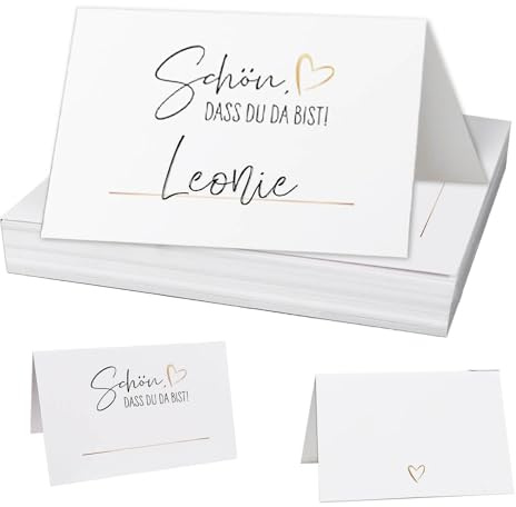 50 Stück Tischkarten Hochzeit,Tischkarten Geburtstag Schön Dass du Da Bist | 110x85mm Tischdekoration Namenskarten zum Selbst Beschriften Platzkarten für Hochzeit Geburtstag Konfirmation Kommunion Feier